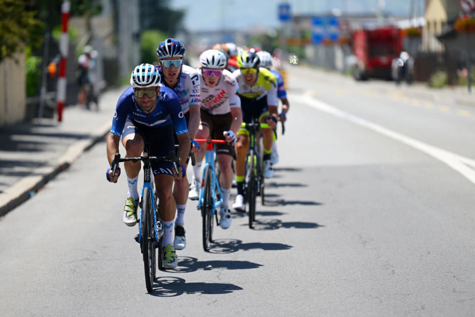 Luis Mas leads the break on stage 4 of the Tour de Suisse