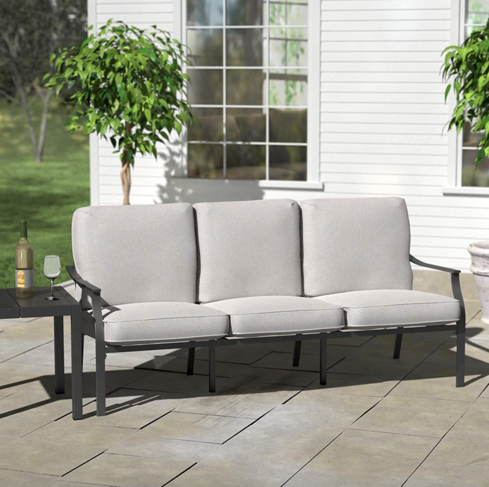 19) Archer Steel-Framed Outdoor Patio Sofa