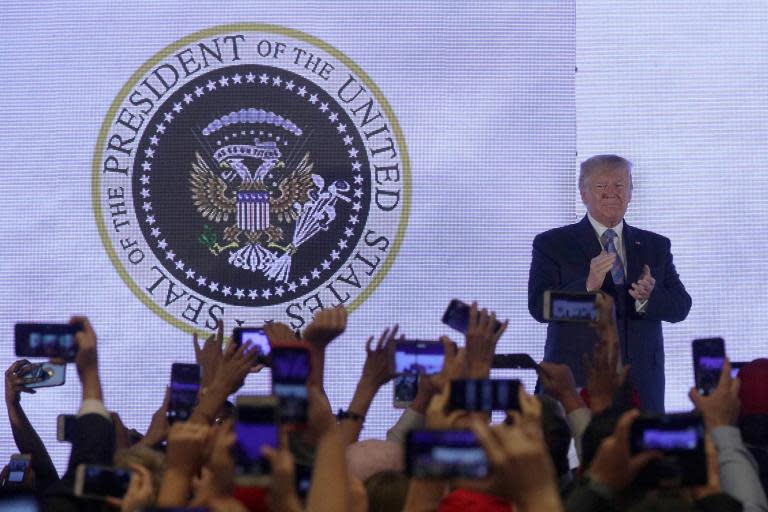 A Turning Point USA employee has been fired over their involvement in placing an altered presidential seal behind Donald Trump during a speech earlier in the week.A spokesperson for the conservative group told the Washington Post, that a member of its video team responsible for the seal, which featured a two-headed eagle similar to the one on Russia’s seal as well as a pack of golf clubs, had been dismissed.“We did let the individual go,” the spokesperson said. “I don’t think it was malicious intent, but nevertheless.”Neither Turning Point nor the White House knows who originally created the seal, but the Post found a similar design on an online store called called Inktale, under a creator named OneTermDonnie.In the store’s design, which is sold on t-shirts, hoodies, tote bags, and other accessories, the seal also has a banner that reads “ 45 es un titere,” which is Spanish for “45 is a puppet.”A source told CNN that the fake presidential seal appeared on the screen after the video team was told they needed to find hi-res image of the seal on short notice, leading to a flustered Google search. “One of our video team members did a Google Image search for a high-res png presidential seal,” the source said. They added that the team member “did the search and with the pressure of the event, didn’t notice that it is a doctored seal.”The president addressed a crowd of 1,500 young conservatives in front of the seal as the main speaker at the organisation’s Teen Student Action Summit in Washington, DC. His 80-minute speech included praise for newly installed UK prime minister Boris Johnson, as well as a claim that the president has absolute power according to the US constitution, which is not true.