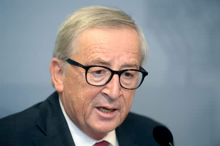 EU Commission President Jean-Claude Juncker attends a news conference at the Finnish Prime Minister's official residence Kesaranta in Helsinki, Finland November 8, 2018. Lehtikuva/Vesa Moilanen/via REUTERS