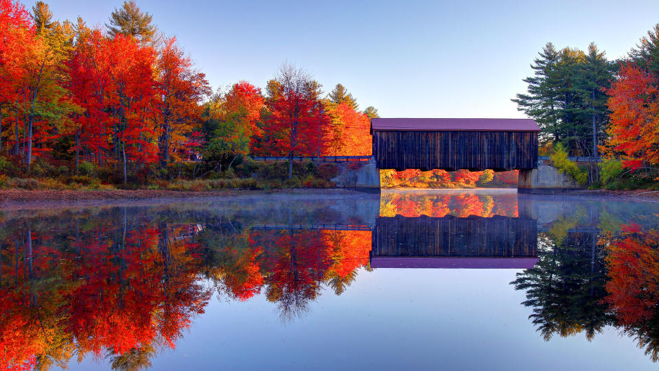 County Covered bridge in New Hamsphire during autumn