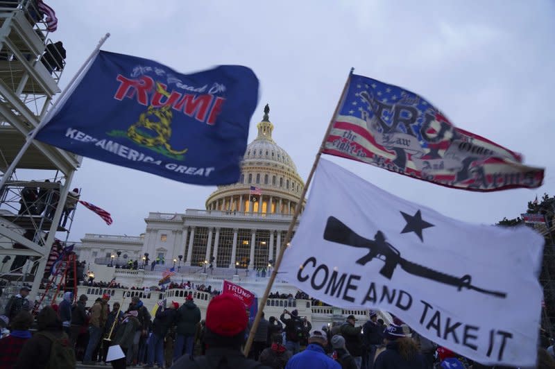 Members of the Proud Boys were among those involved in the attack on the U.S. Capitol on January 6, 2021. File Photo by Leigh Vogel/UPI