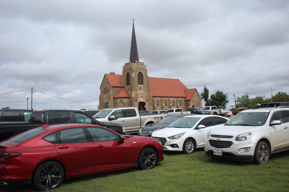 Overflow parking outside Bethel Lutheran Church, where a memorial service for former U.S. Congressman Charles Stenholm was held Saturday. Guests included two former congressmen, former staffers and a university president.