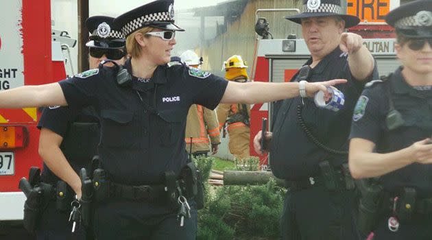 Police at the scene of the Woodville North house fire. Photo: @TheAlexFragnito