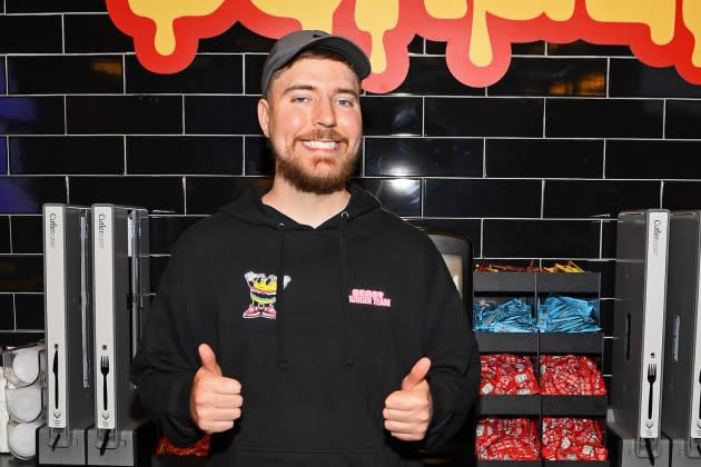 Global YouTube Star MrBeast Launches First Physical MrBeast Burger Restaurant At American Dream - Credit: Dave Kotinsky/Getty Images