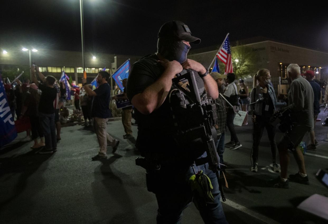 Trump supporters protest  in Phoenix, AZ.