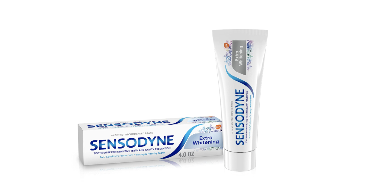 <p><a href="https://go.redirectingat.com?id=74968X1596630&url=https%3A%2F%2Fwww.walmart.com%2Fip%2FSensodyne-Extra-Whitening-Sensitive-Toothpaste-4-Oz%2F3392&sref=https%3A%2F%2Fwww.harpersbazaar.com%2Fbeauty%2Fhealth%2Fg42590950%2Fbest-whitening-toothpaste%2F" rel="nofollow noopener" target="_blank" data-ylk="slk:Shop Now;elm:context_link;itc:0;sec:content-canvas" class="link rapid-noclick-resp">Shop Now</a></p><p>Extra Whitening Toothpaste for Sensitive Teeth</p><p>$6.99</p><span class="copyright">Walmart</span>