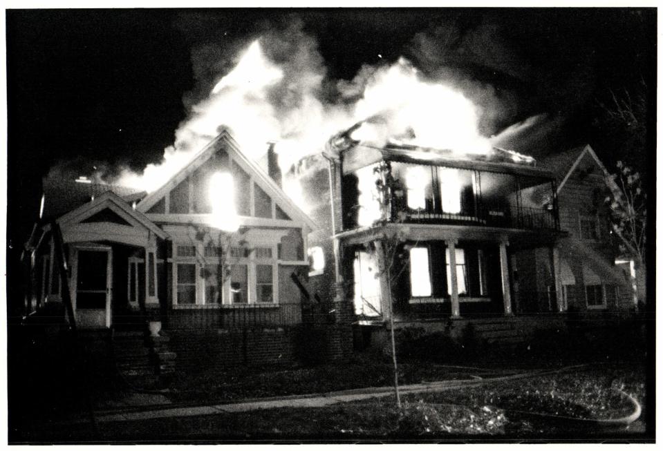 A fire on Devil's Night in Detroit.