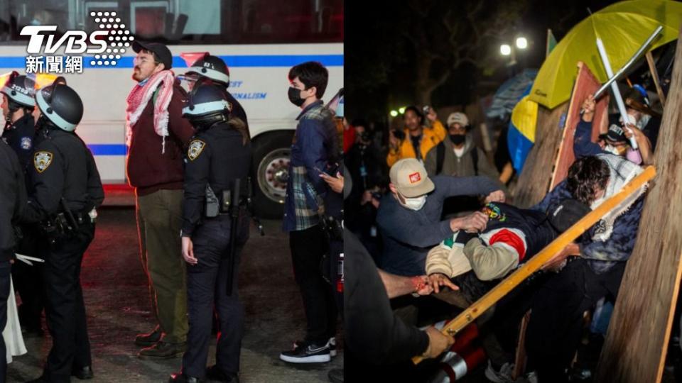 紐約警逮約300人、UCLA爆暴力衝突 。（圖／達志影像路透社、美聯社）