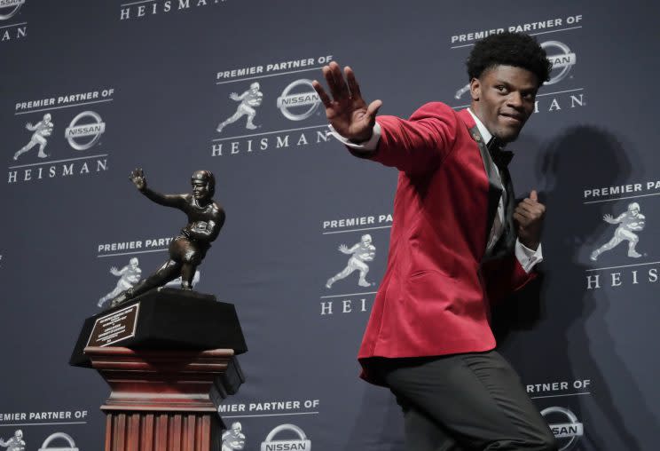 Lamar Jackson will try to somehow build off his Heisman-winning season. (AP)