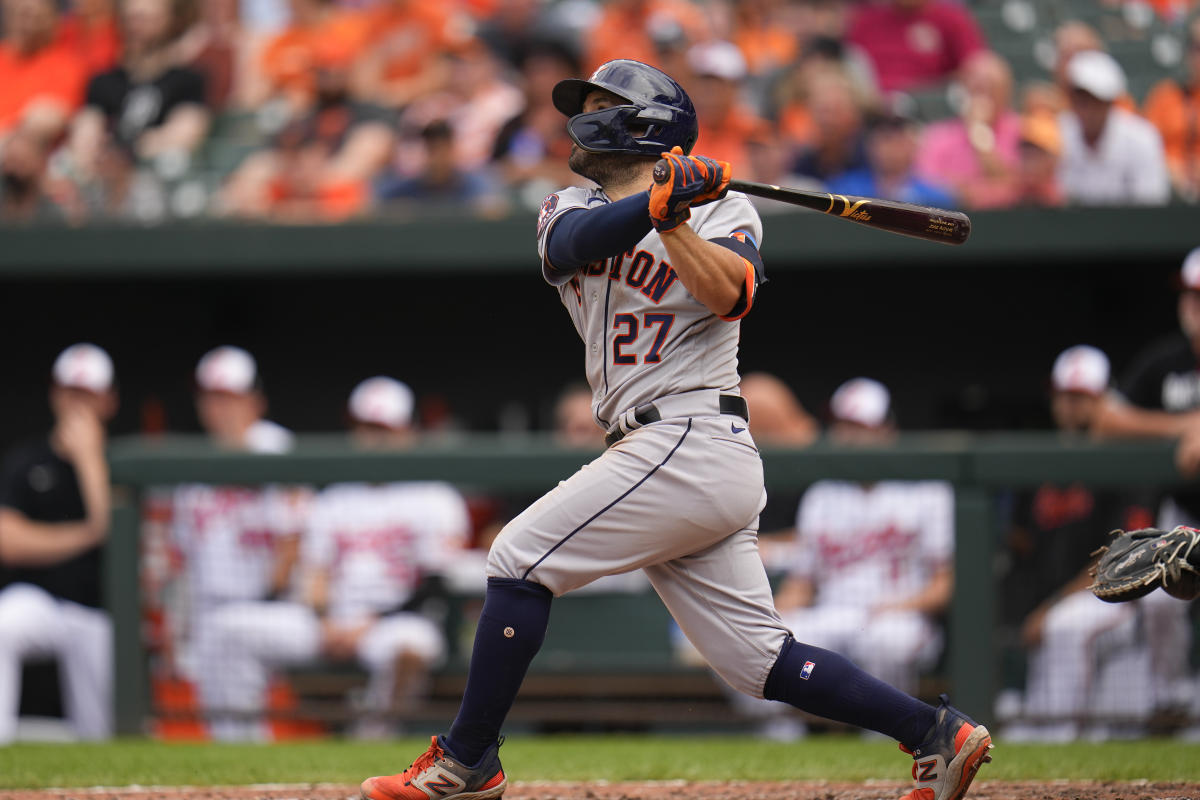 Jose Altuve exits game against Marlins after fouling pitch off his