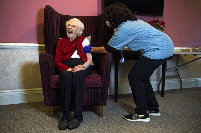 Ellen Prosser receives the jab