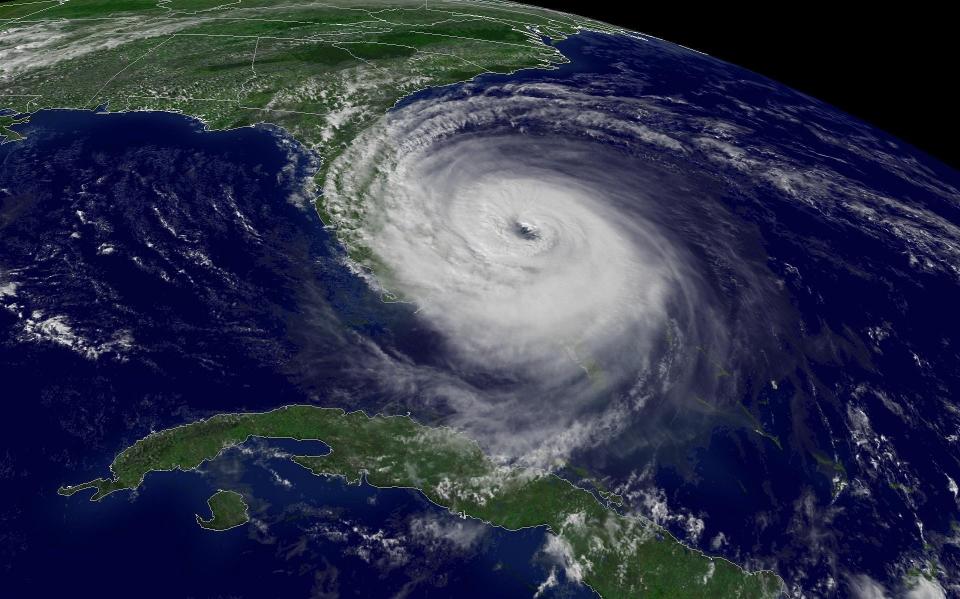 Hurricane Jeanne approaches the east coast of Florida in September 2004.