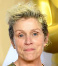 <p>Most women – and a fair share of men – would cake themselves in make-up when attending the Oscars. But Frances McDormand accepted her best actress accolade without an inch of cover-up on her face. And she looked fabulous. <em>[Photo: Getty]</em> </p>