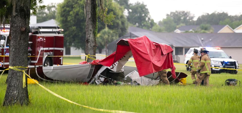 File photo of first responders at Leeward Air Ranch on July 1, 2020 when Ellen Navolio's plane crashed