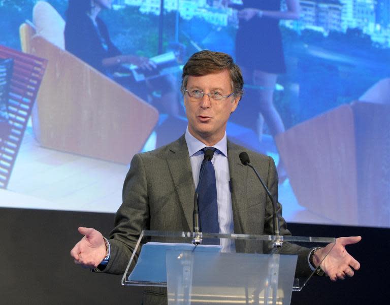 Accor chief executive Sebastien Bazin delivers a strategic vision for the hotel group during a press conference in Charenton-Le-Pont near Paris, on November 27, 2013