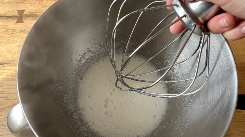 whisking sugar and eggs