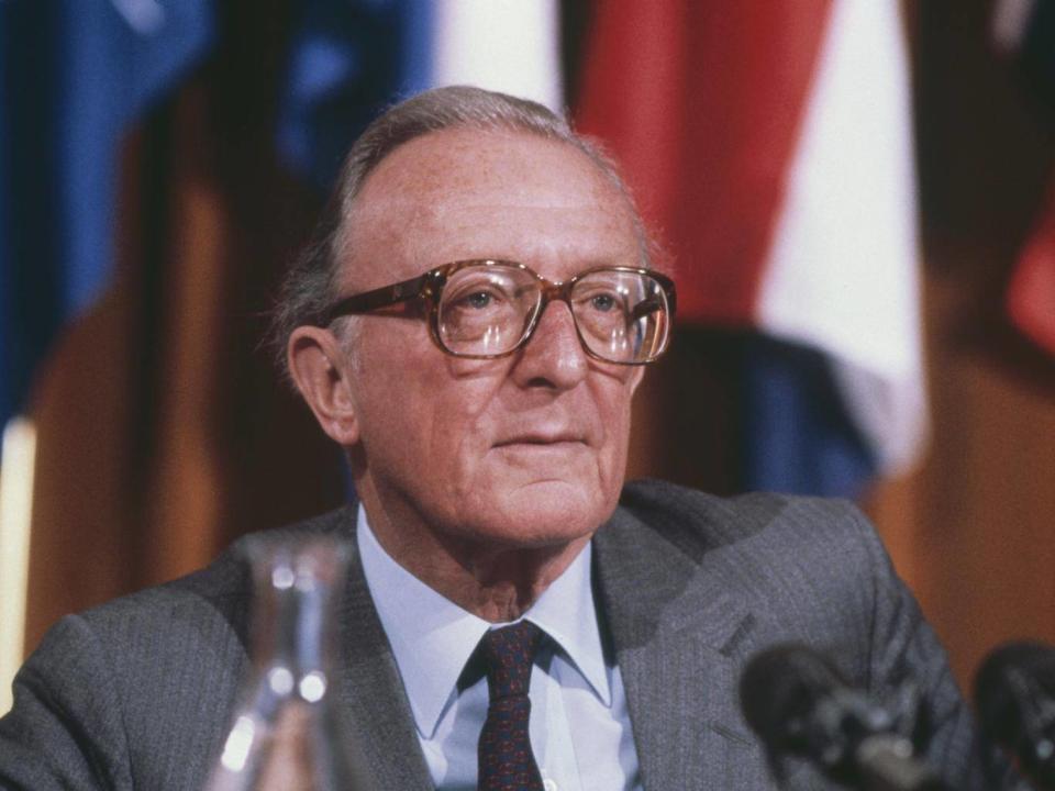 Carrington in Brussels, 1985, during his tenure as secretary general of Nato (Getty)