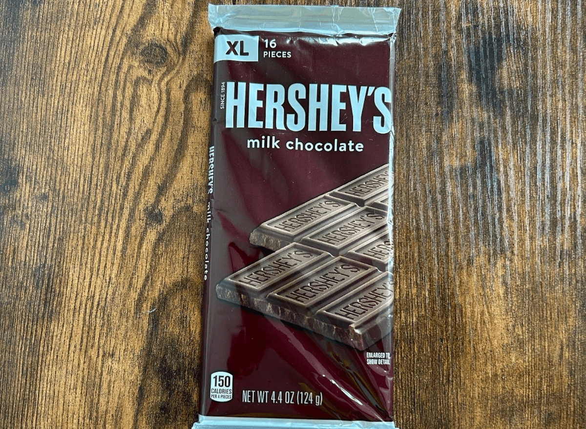 a hershey bar on a table. 