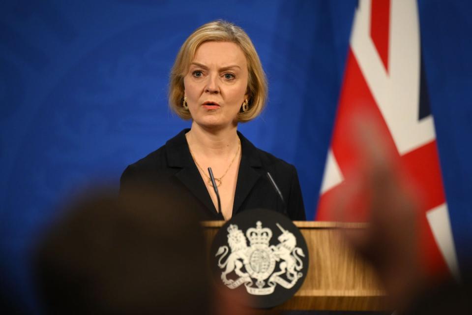 Prime Minister Liz Truss during a press conference in Downing Street (Daniel Leal/PA) (PA Wire)