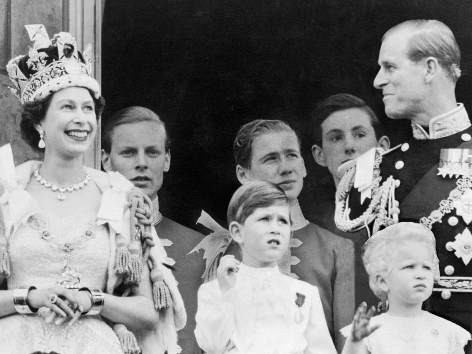 Queen Elizabeth, King Charles (then known as Prince Charles), Princess Anne, and Prince Philip on June 2, 1953.