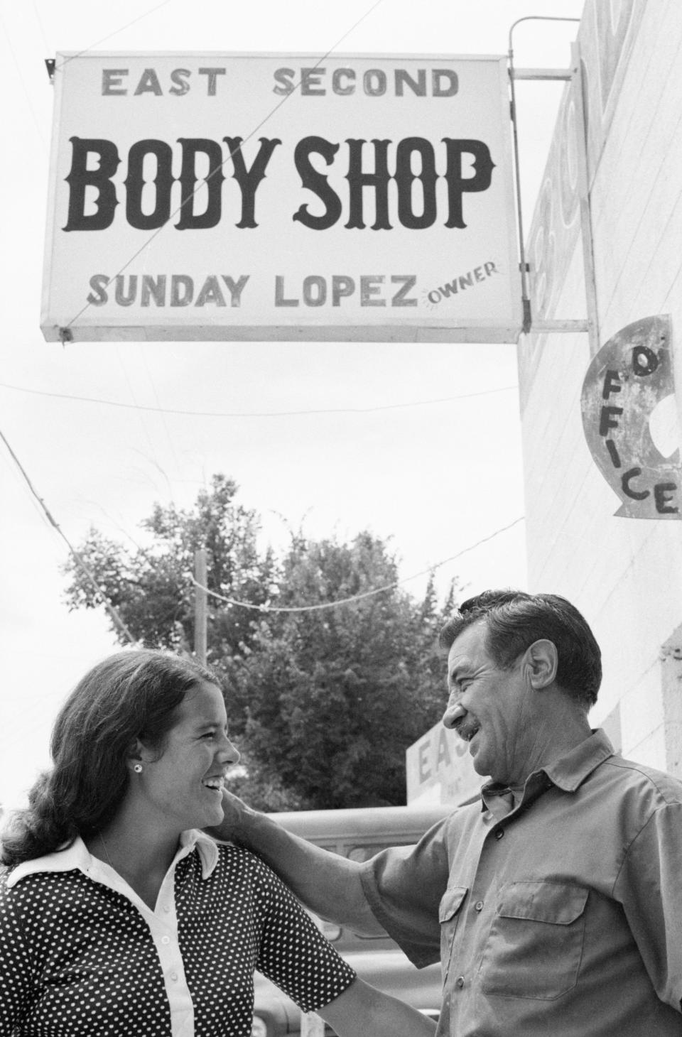 Golfer Nancy Lopez of the USA poses for a photo with her father, Sunday Lopez, circa 1960s. (Photo by Martin Mills/Getty Images)