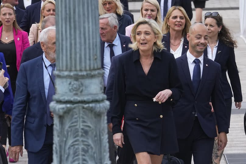 French far-right leader Marine Le Pen arrives at the National Assembly Wednesday, July 10, 2024 in Paris.