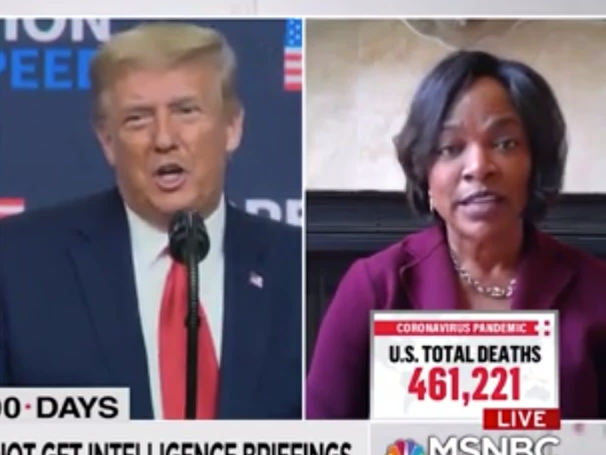 <p>Val Demings agrees with president Biden’s remarks about Trump  </p> (MSNBC)