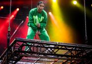 A$AP Rocky performs at the Ericsson Globe Arena on Wednesday in Stockholm, Sweden, back in the country for the first time since he was released from custody this summer following assault charges.