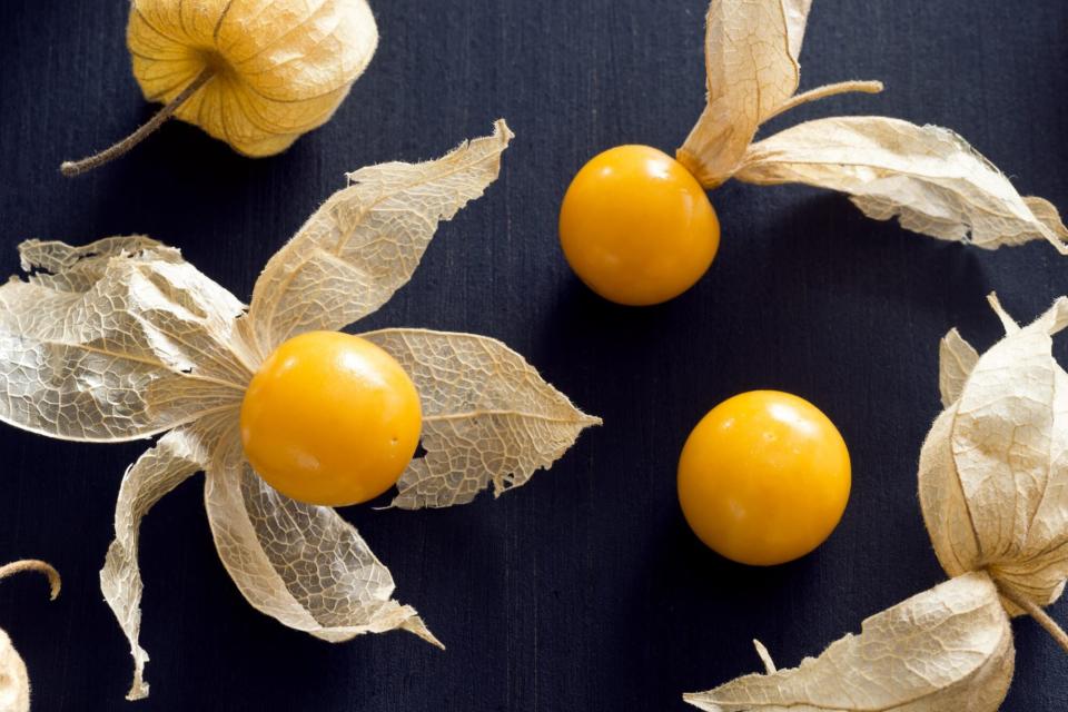 Directly Above Shot Of Ground Cherries On Table