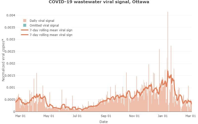 Researchers have measured and shared the amount of novel coronavirus in Ottawa's wastewater since June 2020. This is the data for the last year.