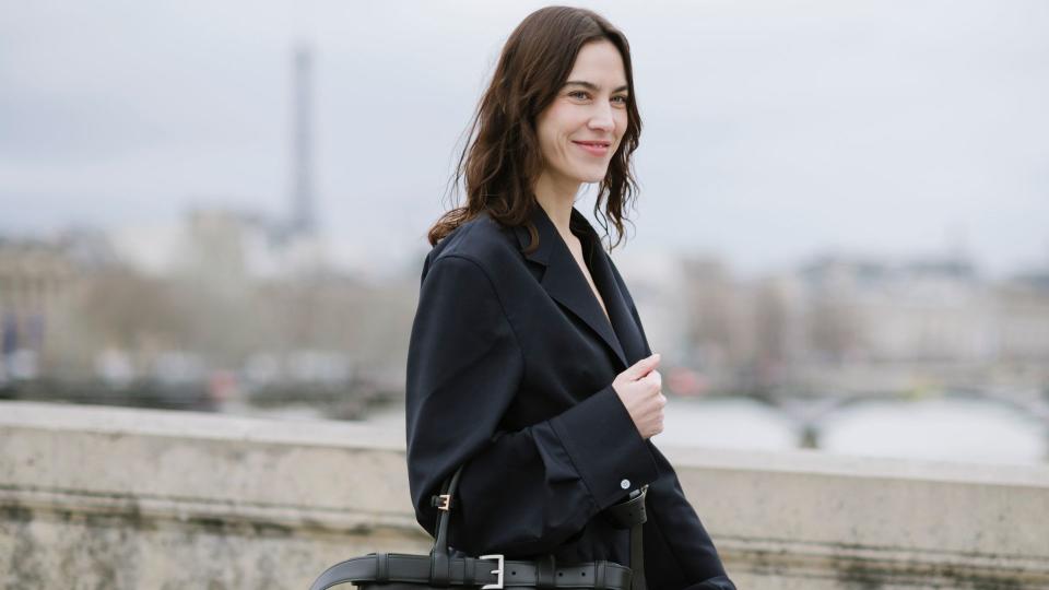 Alexa Chung wears Prada total look during the Womenswear Fall/Winter 2024/2025 as part of Paris Fashion Week on March 05, 2024 in Paris, France. 