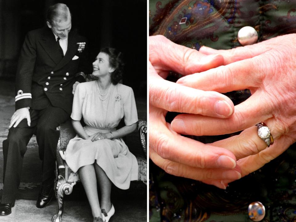 queen elizabeth and prince philip and queen elizabeth's engagement ring