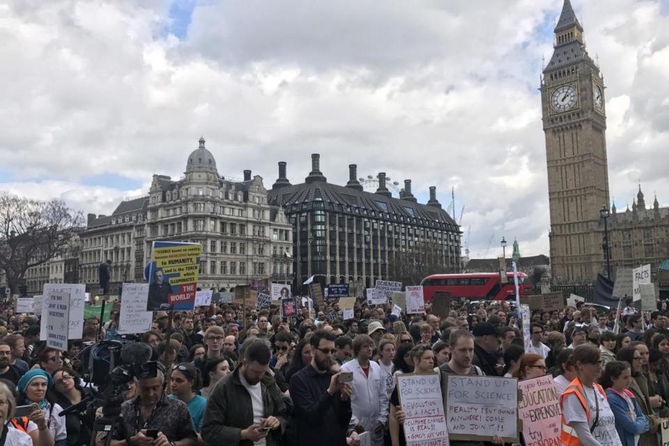 Science march: Protesters at Parliament Square (PA)