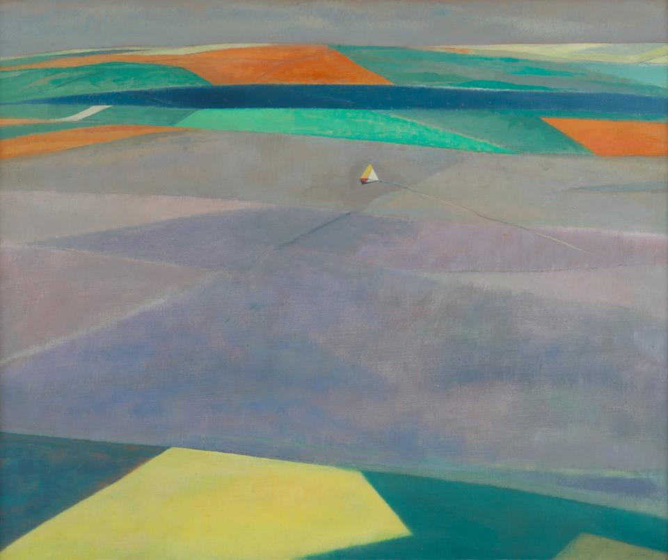 A painting by John Busby featured in the exhibition Silent Landscape - Open Eye Gallery