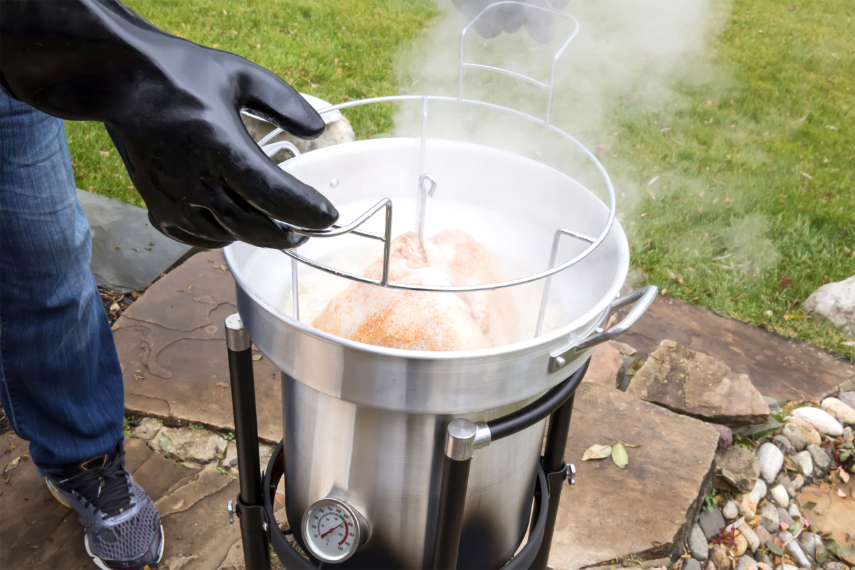 Deep-frying a turkey