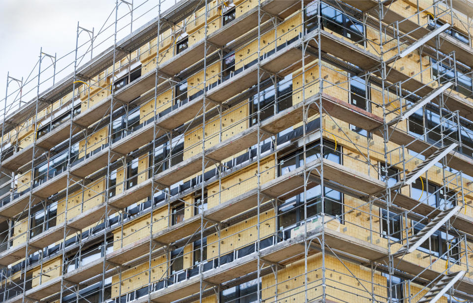 Scaffolding on a building under construction