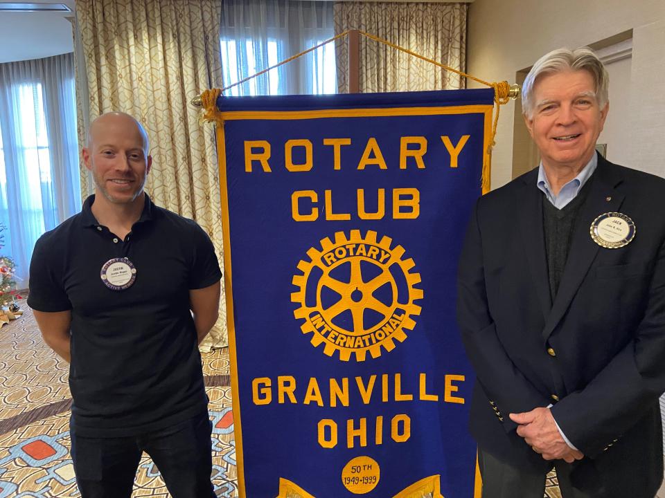 Service Above Self award recipient Jack Hire (right), pictured with Granville Rotary president Justin Biggs.