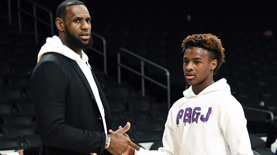 LeBron James, pictured here with son Bronny in 2018.