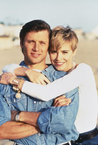 <p>Mikel roberts/Sygma via Getty </p> (L-R) Grant Show and Josie Bissett on 'Melrose Place'.