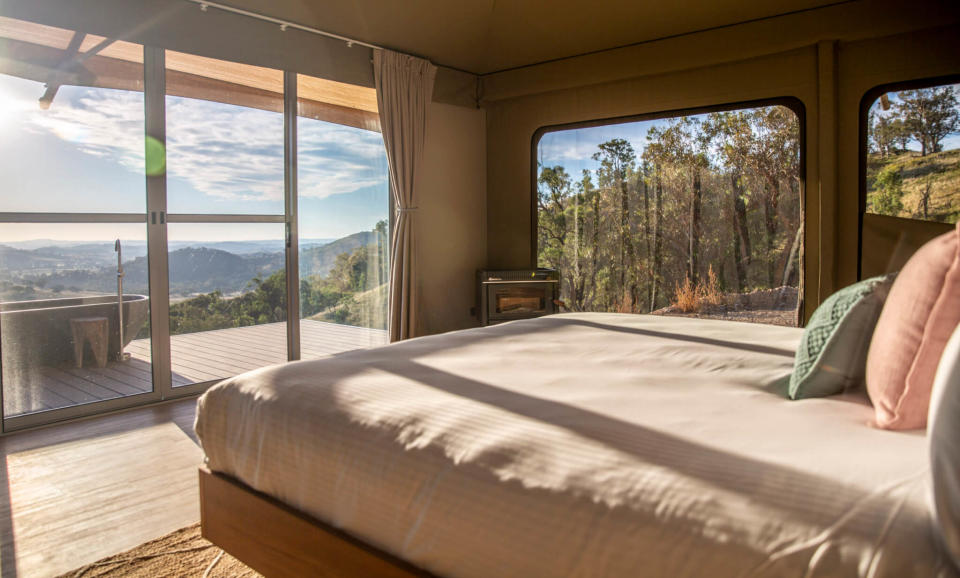 Insta-worthy glamping huts at Sierra Escape, Mudgee. Source: Sierra Escape