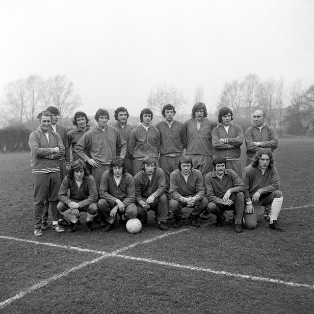 Martin Peters, back row, second left, and Trevor Brooking, back row, fifth left, were both in Sir Alf Ramsey's England squad during the 1970s