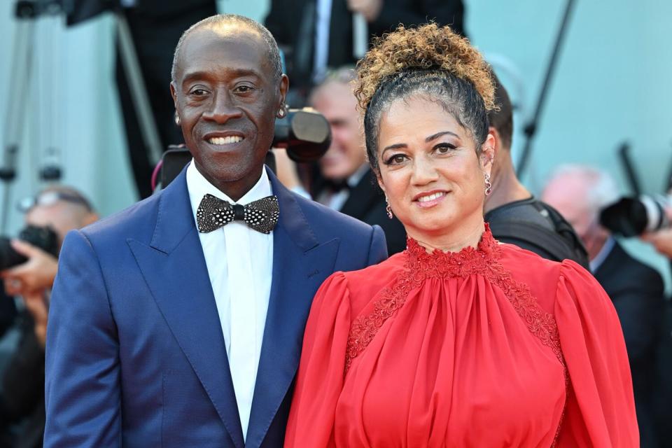 VENICE, ITALY - AUGUST 31: Don Cheadle and Bridgid Coulter attend the &quot;White Noise&quot; and opening ceremony red carpet at the 79th Venice International Film Festival on August 31, 2022 in Venice, Italy. (Photo by Stephane Cardinale - Corbis/Corbis via Getty Images)