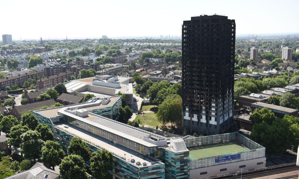 Grenfell Tower in London after the fire in June 2017