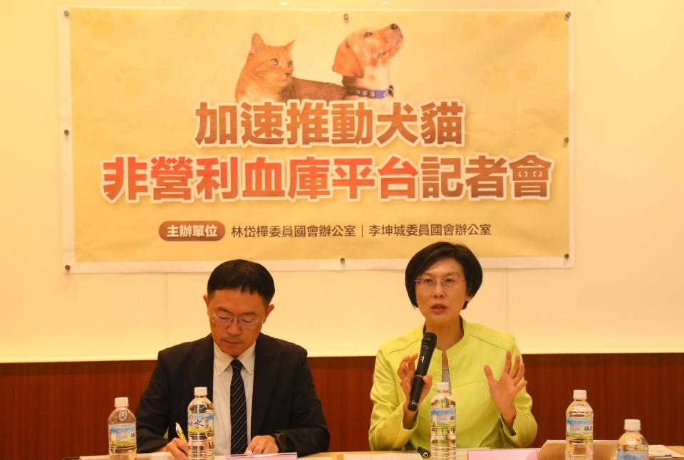 林岱樺表示，動物醫療事業長期缺乏非營利性血液支援網絡，亟待政府伸出援手，協助建立完善的非營利犬貓血庫。(記者包克明 攝)