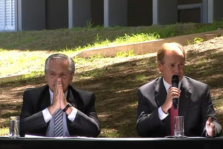 El presidente Alberto Fernández junto al gobernador peronista Gustavo Bordet, este lunes en Entre Ríos