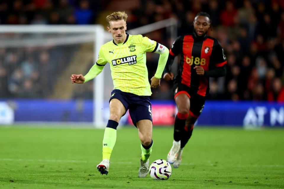 Flynn Downes captained Saints during their defeat at AFC Bournemouth <i>(Image: Matt Watson / Southampton FC)</i>