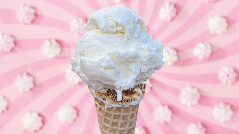 ice cream dipped in marshmallow and toasted