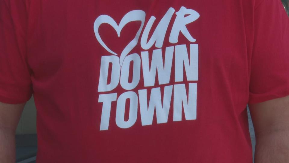 A promotional T-shirt for the Our Downtown campaign, worn by DWBiA chair Chris MacLeod.