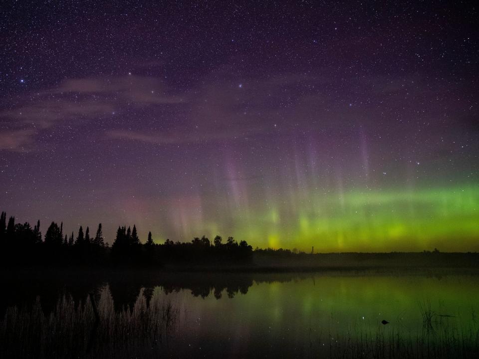 The aurora borealis could be seen above skies in the northern United States on Friday thanks to winds from a giant &quot;hole&quot; in the sun.